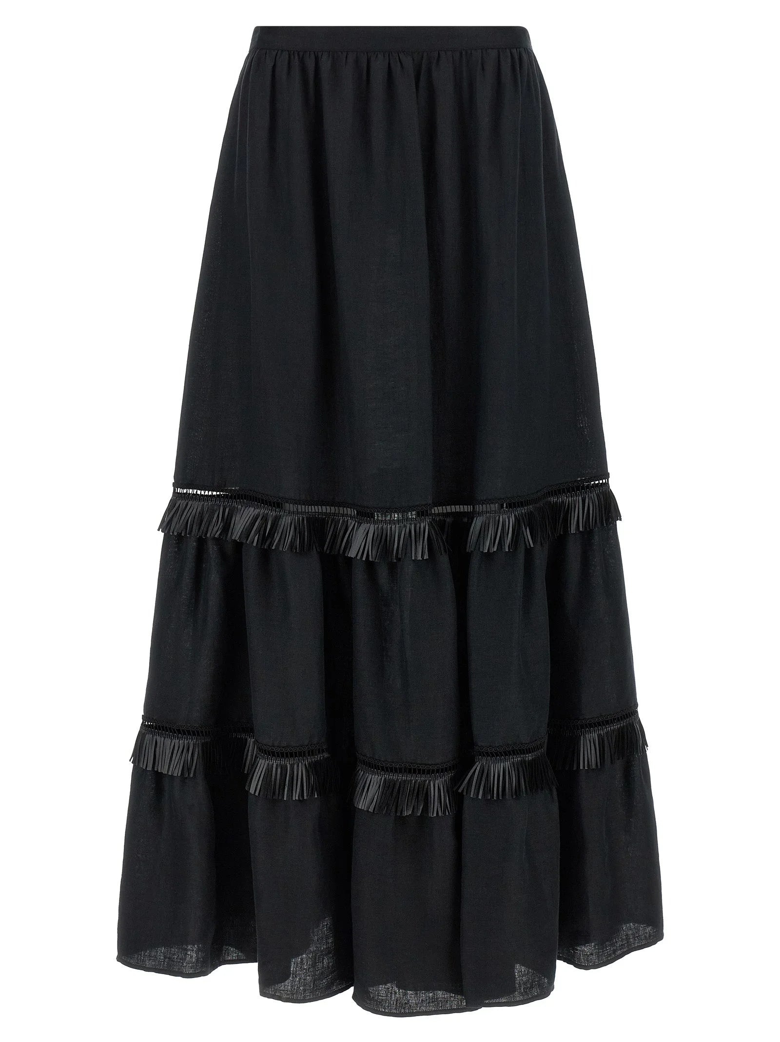 Kiton Black Linen Mini Skirt - IT42