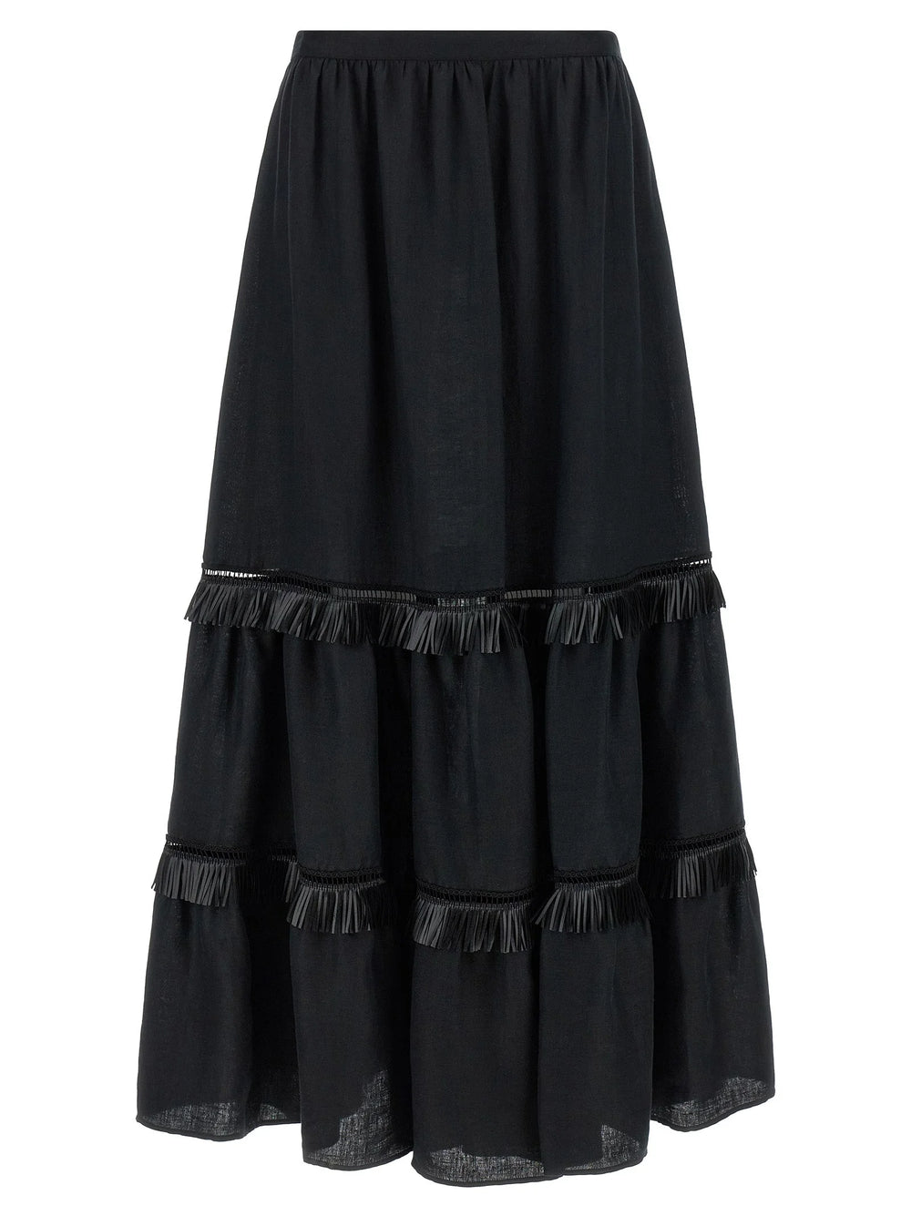 Kiton Black Linen Mini Skirt - IT42