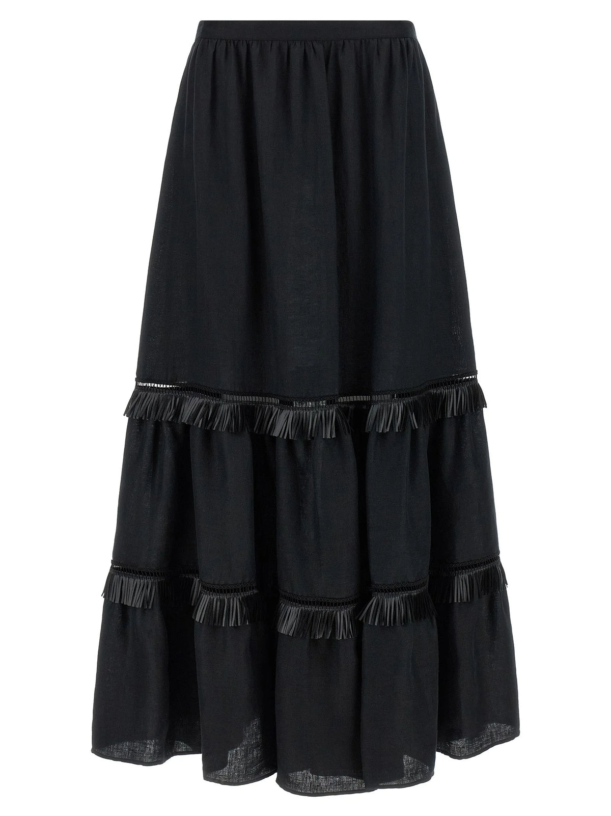 Kiton Black Linen Mini Skirt - IT42