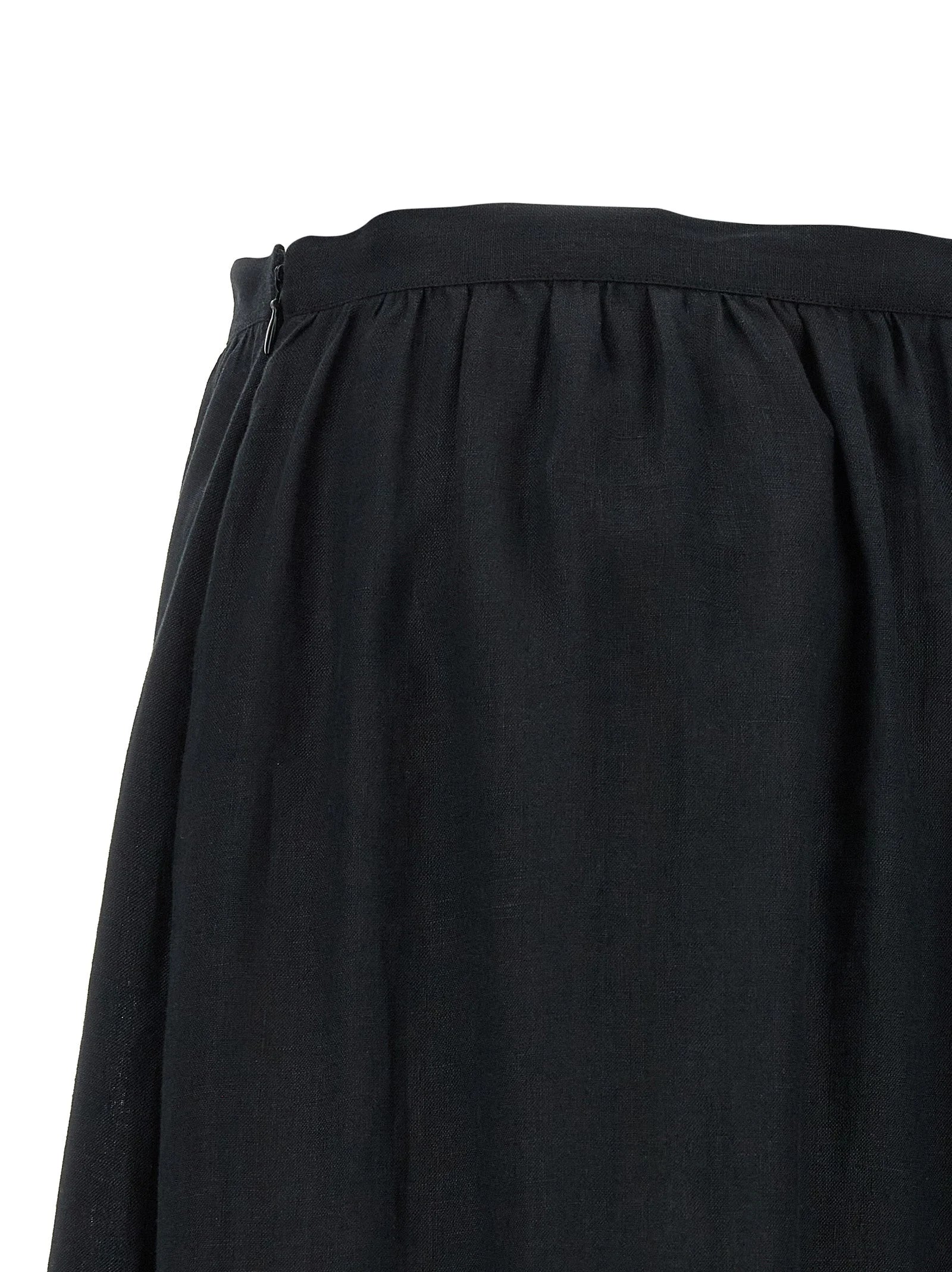 Kiton Black Linen Mini Skirt - IT42