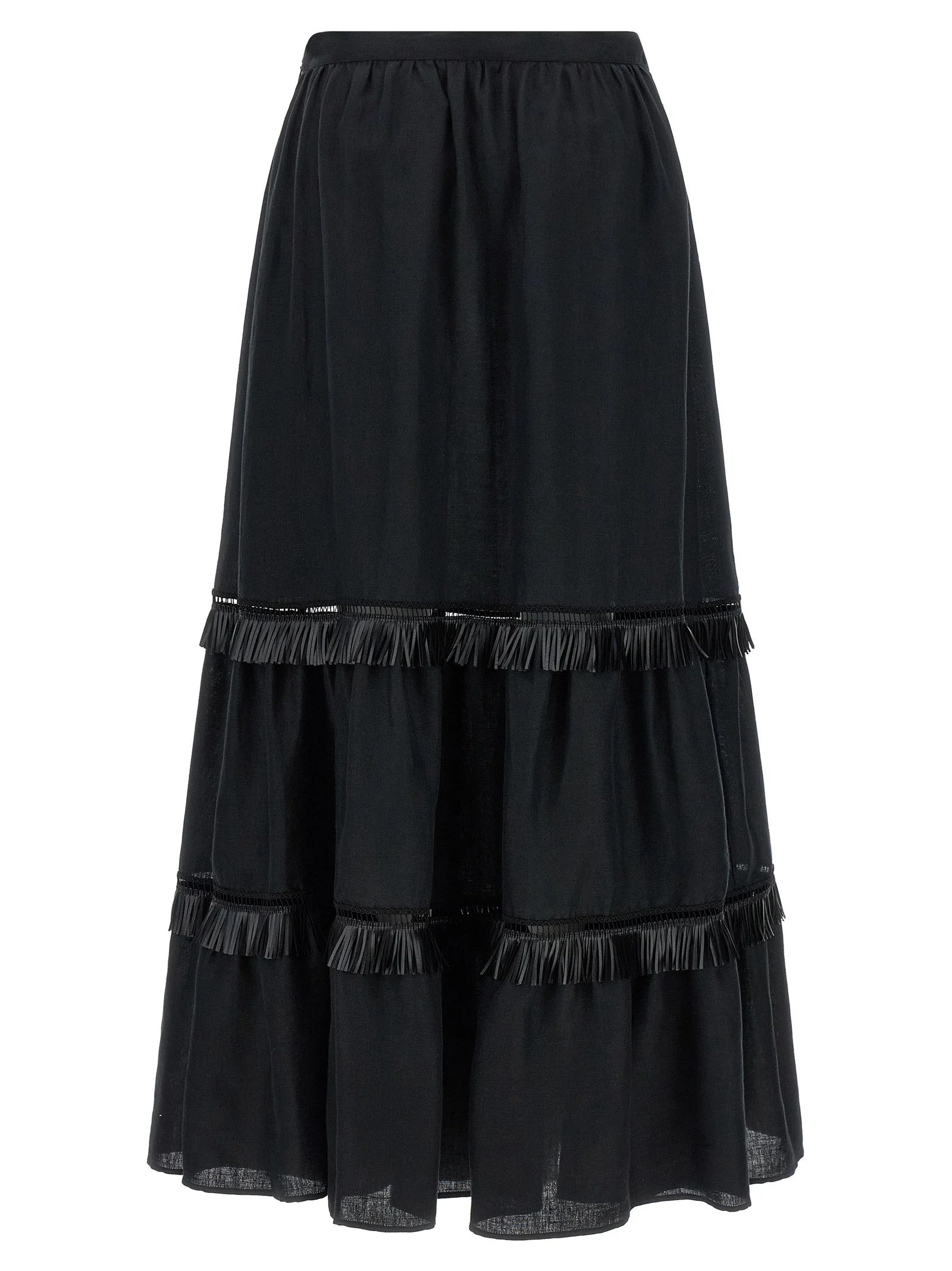 Kiton Black Linen Mini Skirt - IT42