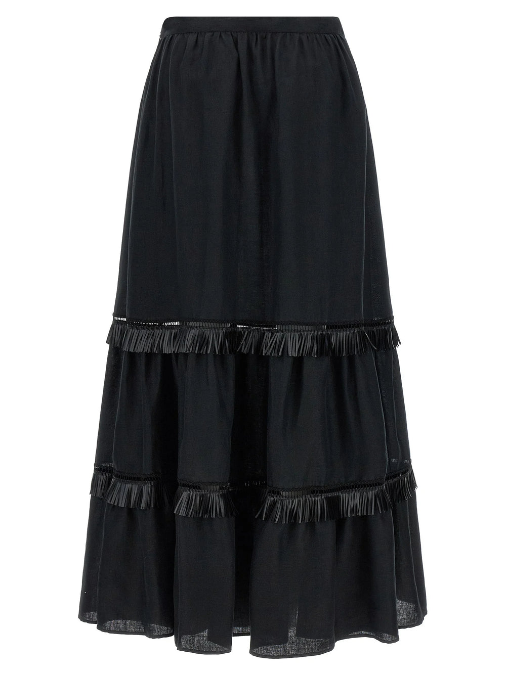 Kiton Black Linen Mini Skirt - IT42