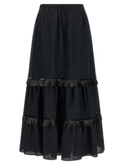 Kiton Black Linen Mini Skirt - IT42