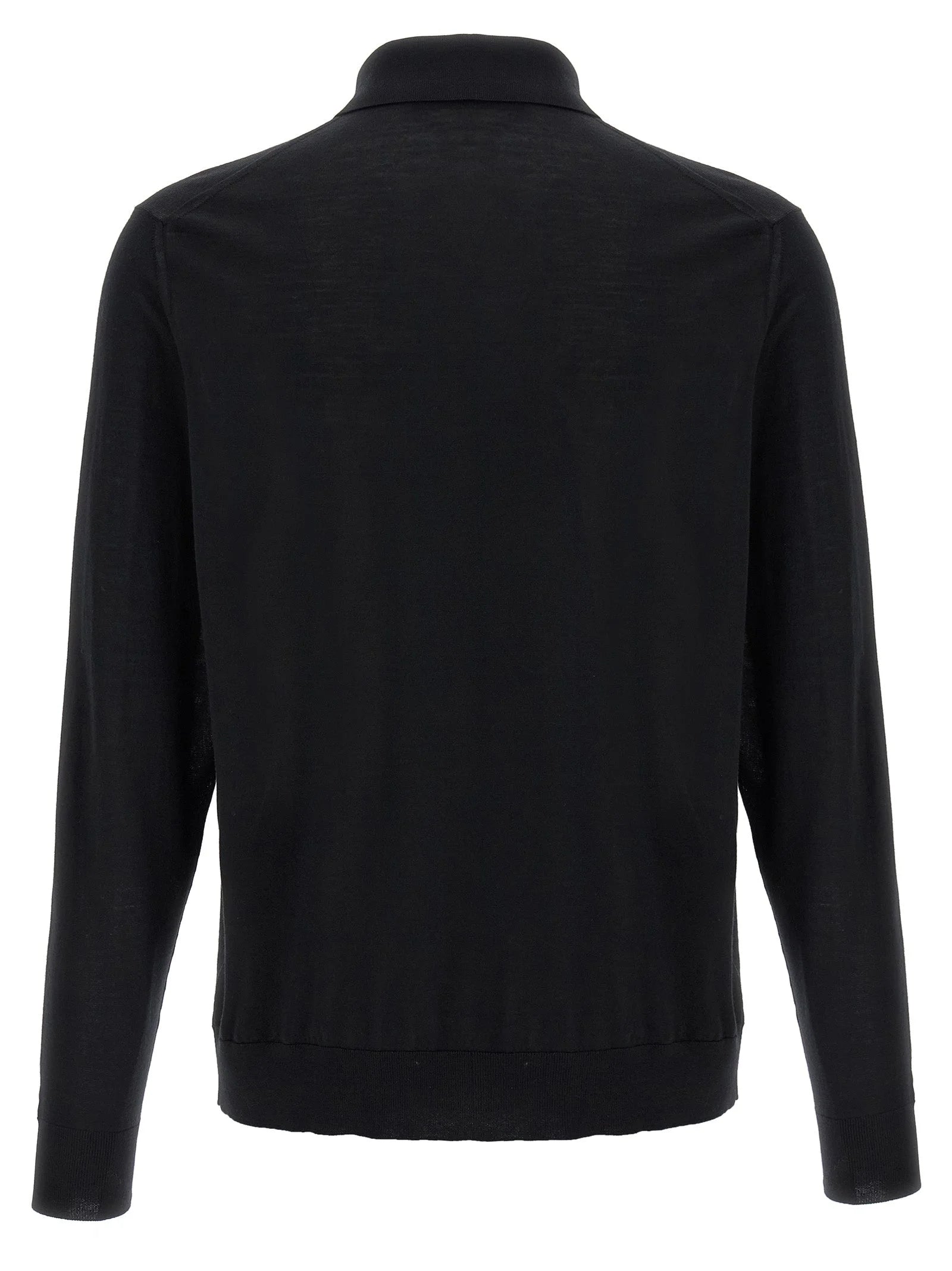 Kiton Black Wool Polo Shirt - 3XL