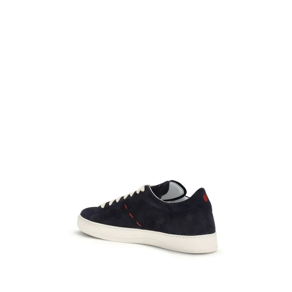 Kiton Blue Calf Leather Bos Taurus Low Top Sneakers