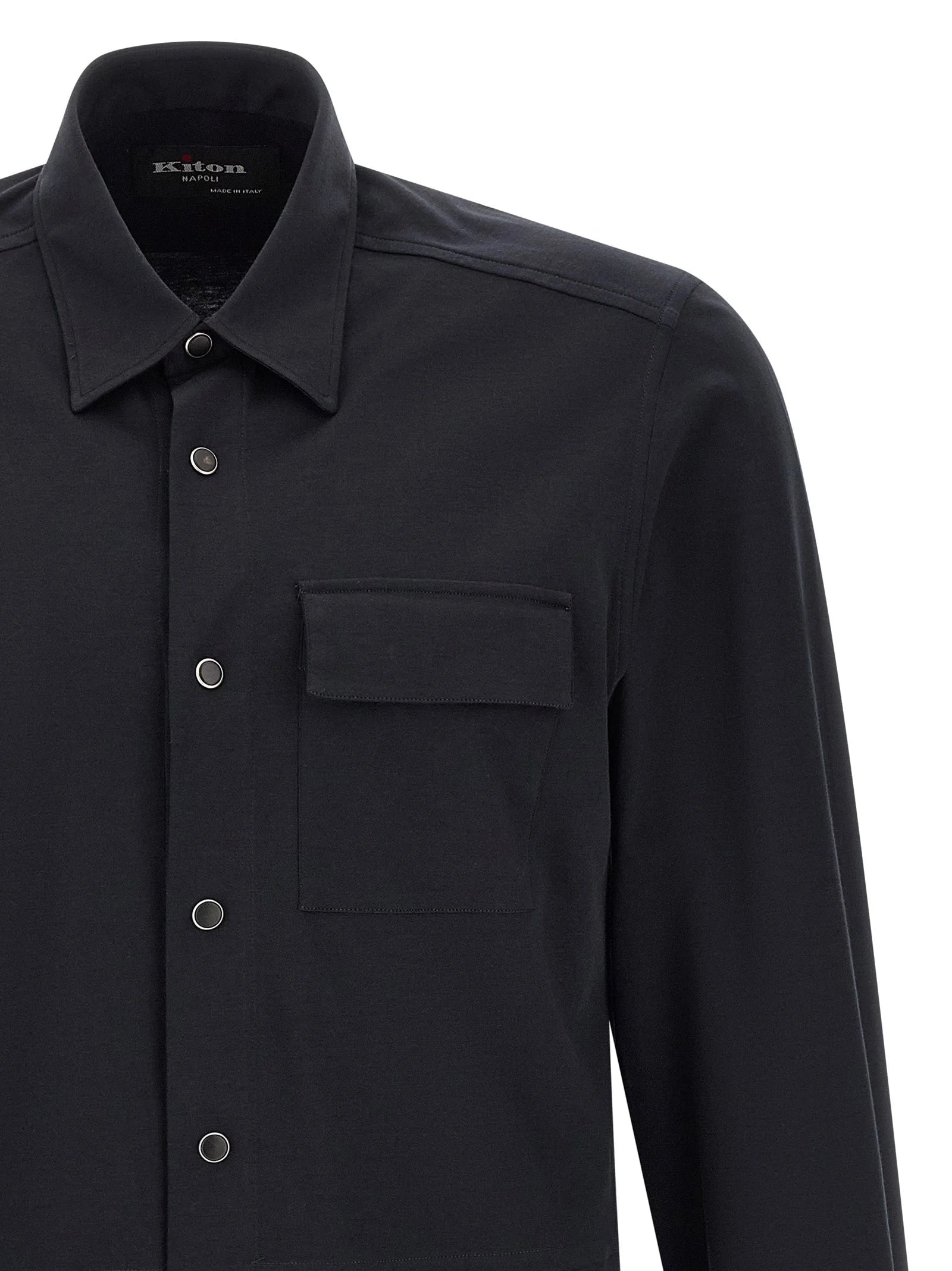 Kiton Blue Cotton Blouse