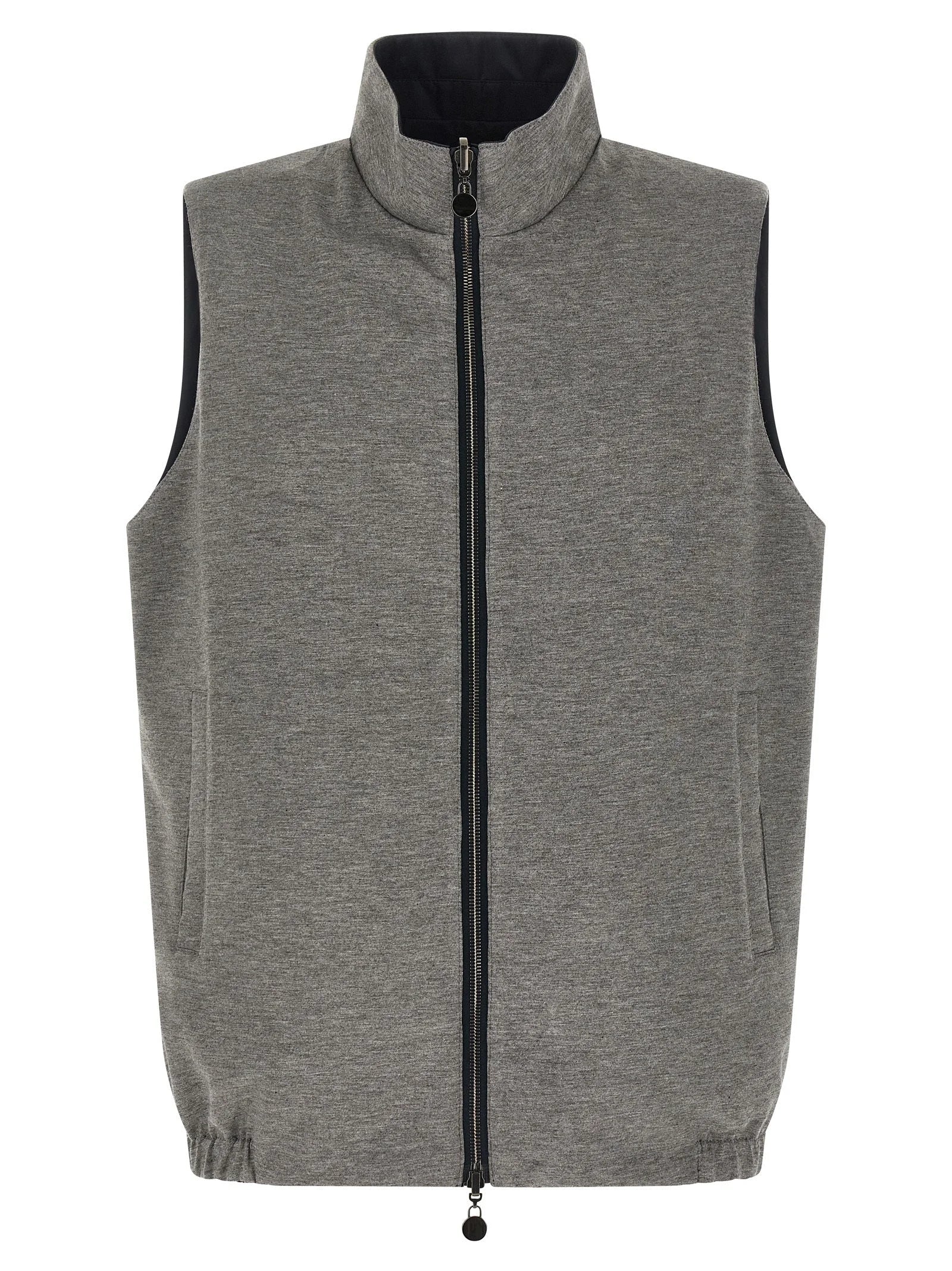 Kiton Blue Cotton Sleeveless Jacket