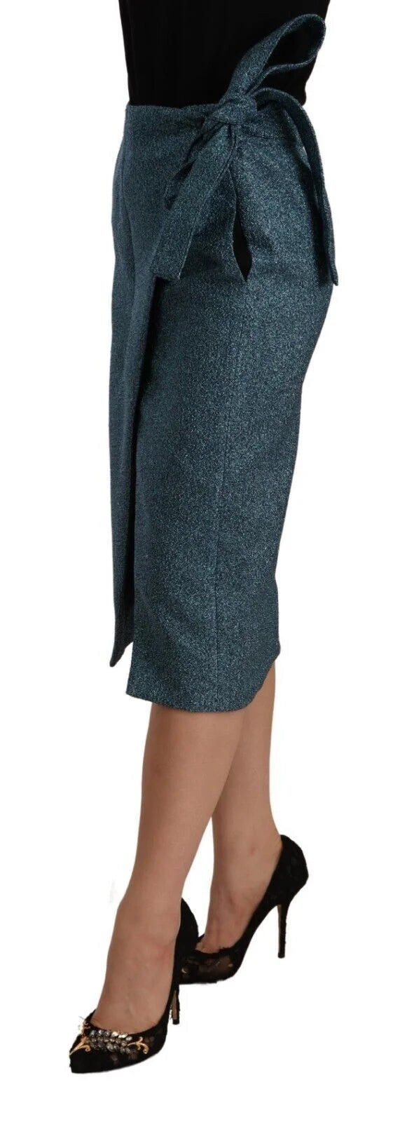 Koonhor Blue High Waist Pencil Straight Wrap Style Skirt - IT42|M - Skirts