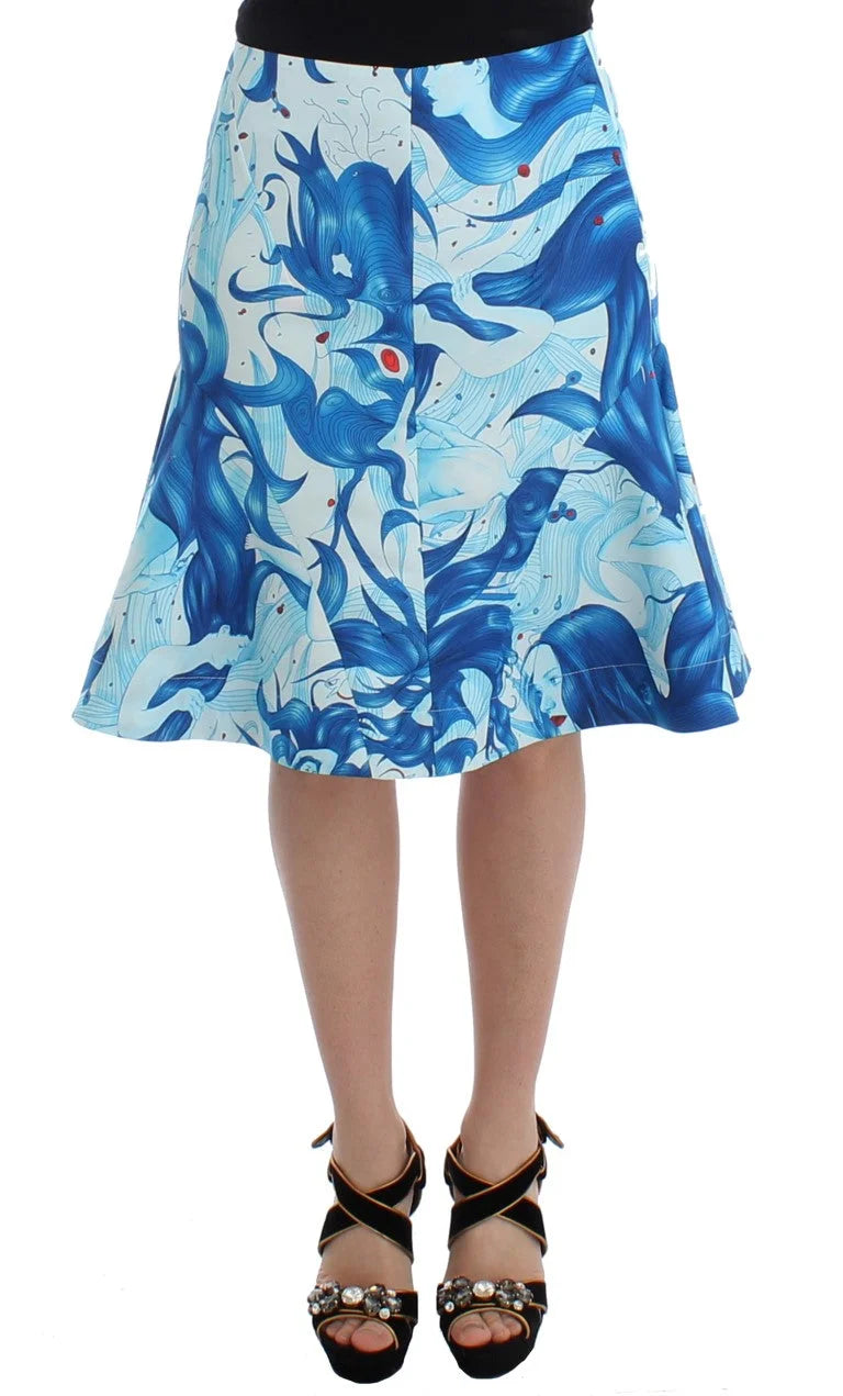 Koonhor Blue Peplum Fresco-Print Straight Pencil Skirt - IT42|M - Skirts