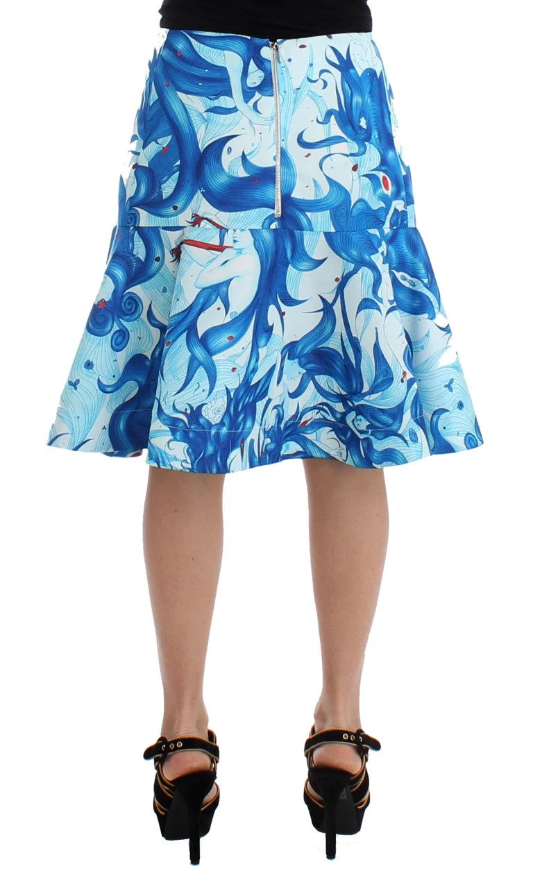 Koonhor Blue Peplum Fresco-Print Straight Pencil Skirt - IT42|M - Skirts
