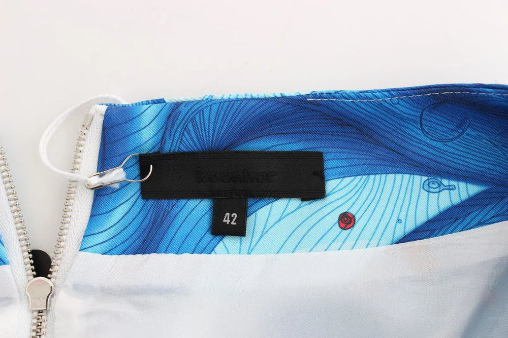 Koonhor Blue Peplum Fresco-Print Straight Pencil Skirt - IT42|M - Skirts