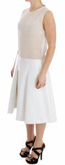 Koonhor White Pleated Bottom Tank Sheath Transparent Dress - IT42|M - Dresses