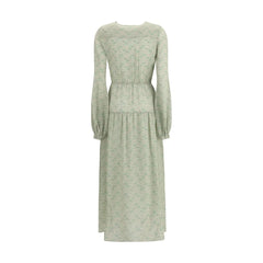 Kristina Ti Silk long Dress with foliage print - Dresses