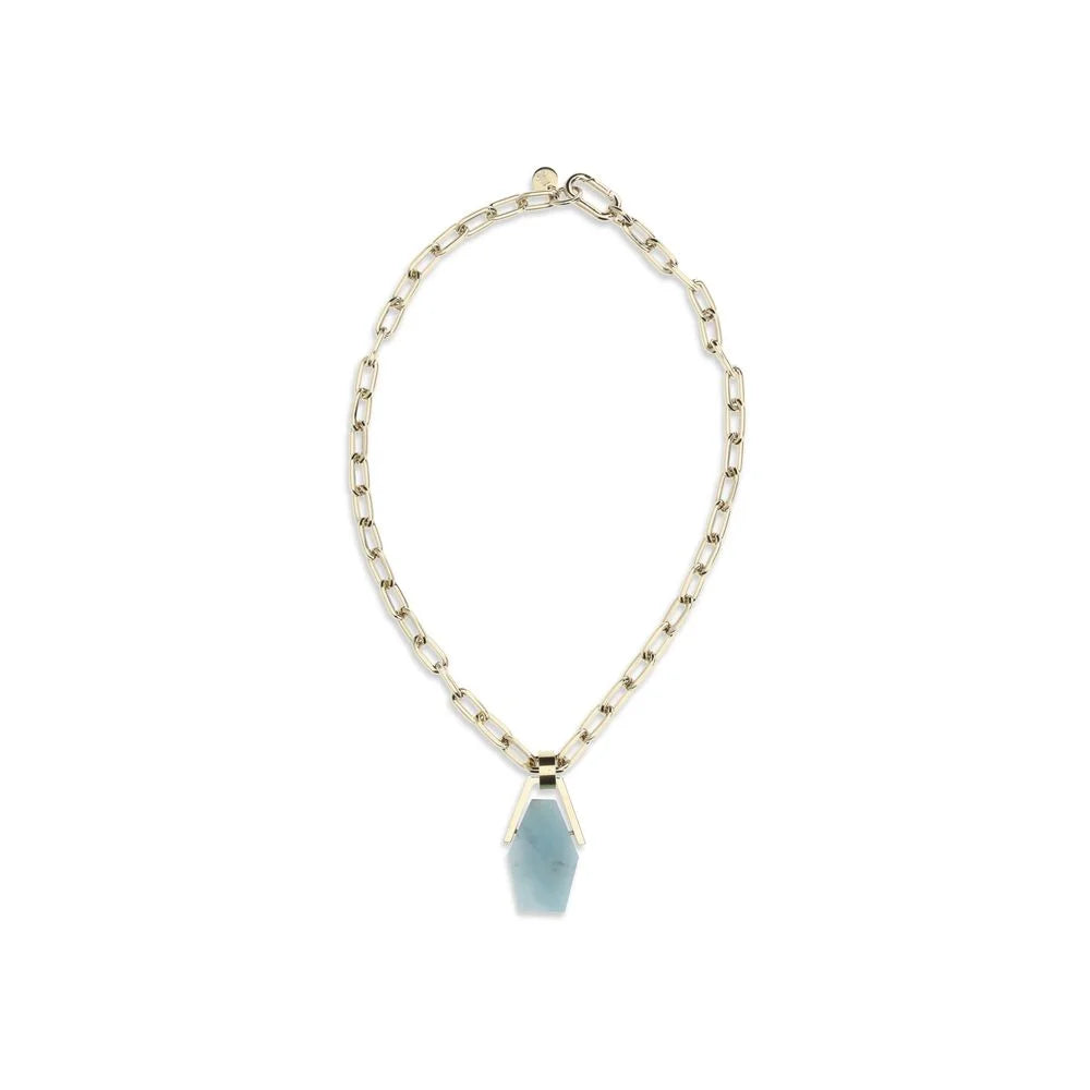 La Double J Light Blue Brass Necklace - One Size