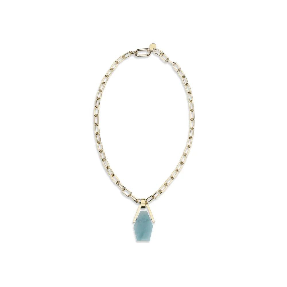 La Double J Light Blue Brass Necklace - One Size