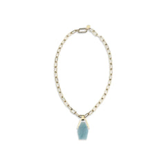 La Double J Light Blue Brass Necklace - One Size