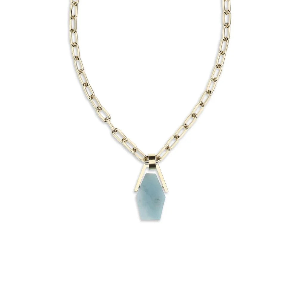 La Double J Light Blue Brass Necklace - One Size