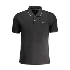 La Martina Black Cotton Men Polo Shirt - Polos