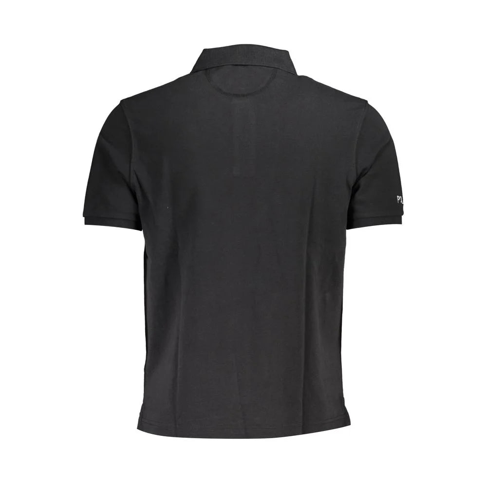 La Martina Black Cotton Men Polo Shirt - Polos