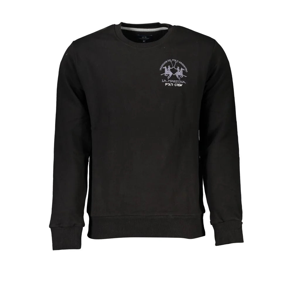 La Martina Black Cotton Men Sweater - Sweatshirts