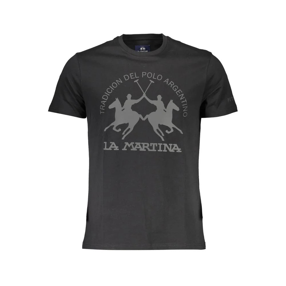 La Martina Black Cotton Men T-Shirt - M - T-Shirts
