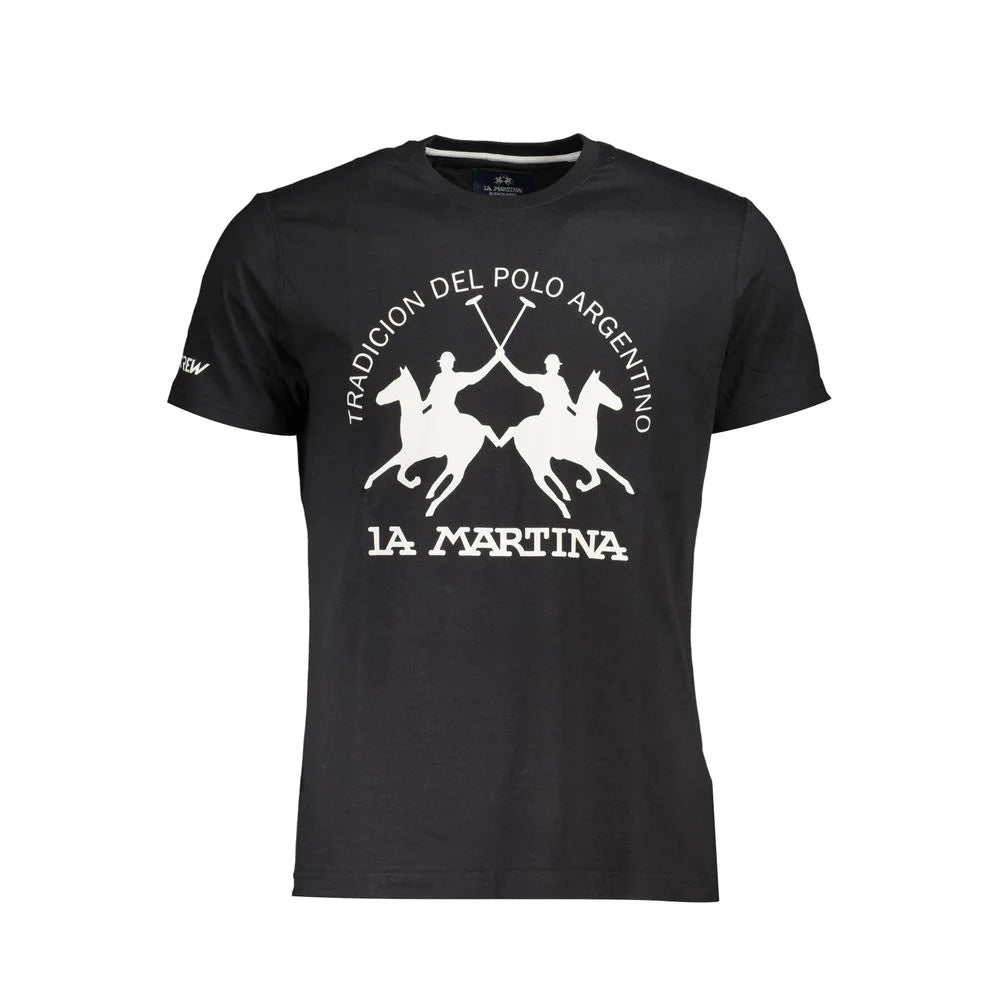 La Martina Black Cotton Men T-Shirt - T-Shirts