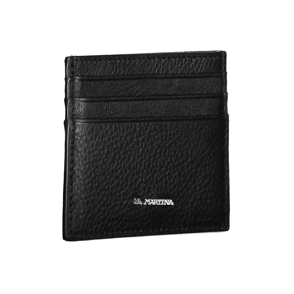 La Martina Black Leather Wallet - Card Cases