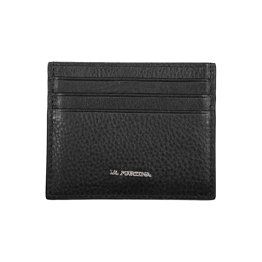 La Martina Black Leather Wallet - Card Cases