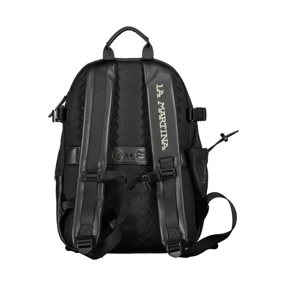 La Martina Black Polyester Backpack - Laptop Backpacks