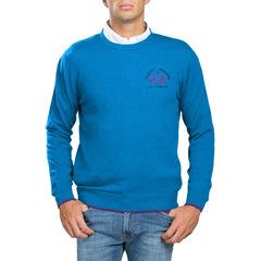 La Martina Blue Cotton Men Sweater - Sweaters