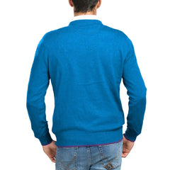 La Martina Blue Cotton Men Sweater - Sweaters