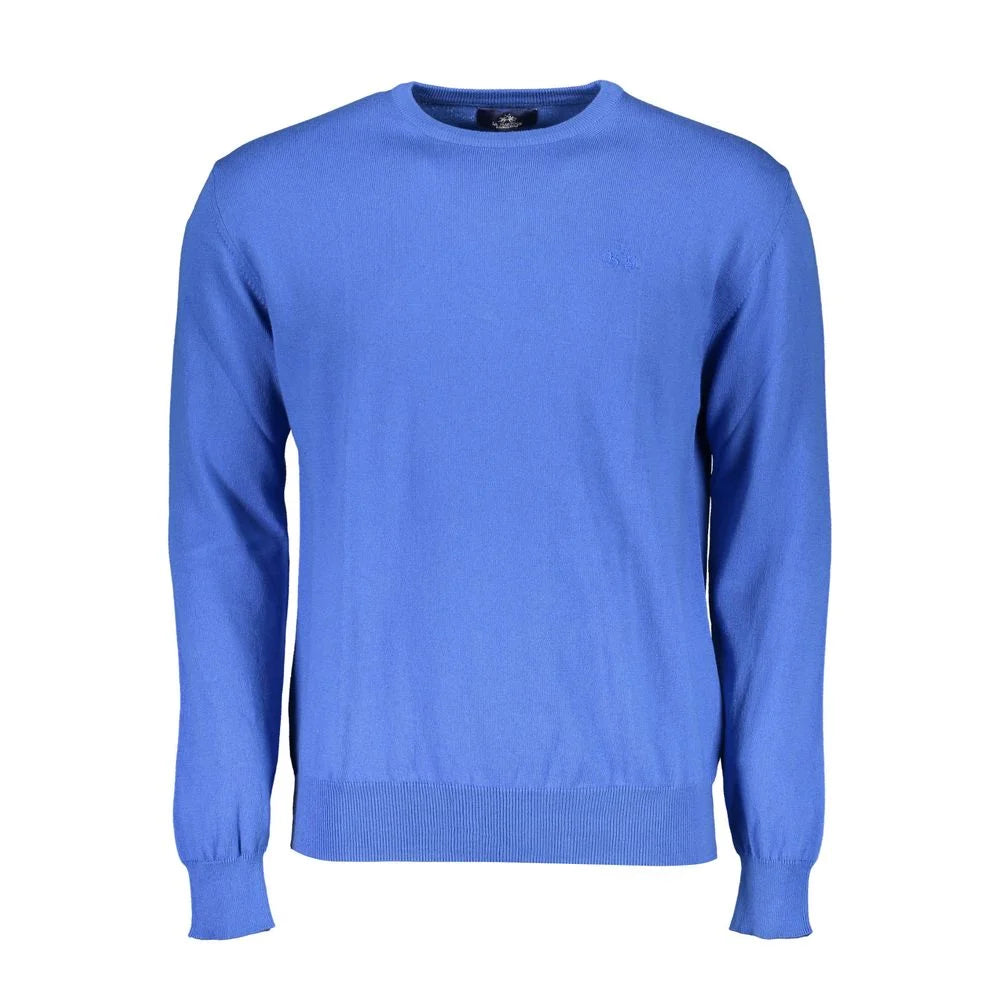 La Martina Blue Cotton Men Sweater - Sweaters