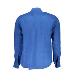 La Martina Blue Linen Men Shirt - Shirts