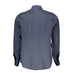 La Martina Blue Linen Men Shirt - Shirts