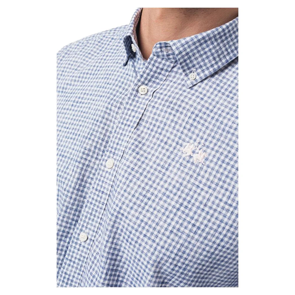 La Martina Elegant Checkered Cotton Shirt with Embroidered Logo - Shirts