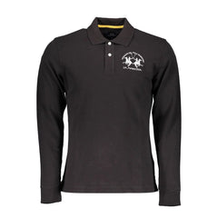 La Martina Elegant Long Sleeved Black Polo for Men - Polos