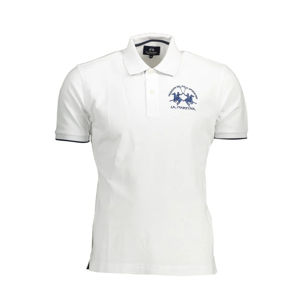 La Martina Elegant Short-Sleeved White Polo for Men - Polos