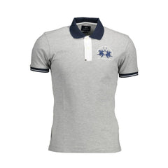 La Martina Gray Cotton Men Polo Shirt - XXL - Polos