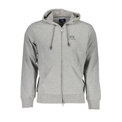 La Martina Gray Cotton Men Sweater with Hood - Hoodies