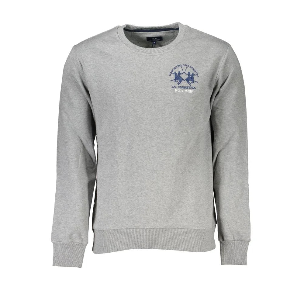 La Martina Gray Cotton Men Sweatshirt - Sweatshirts