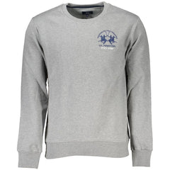 La Martina Gray Cotton Men’s Crewneck Sweater - Sweatshirts