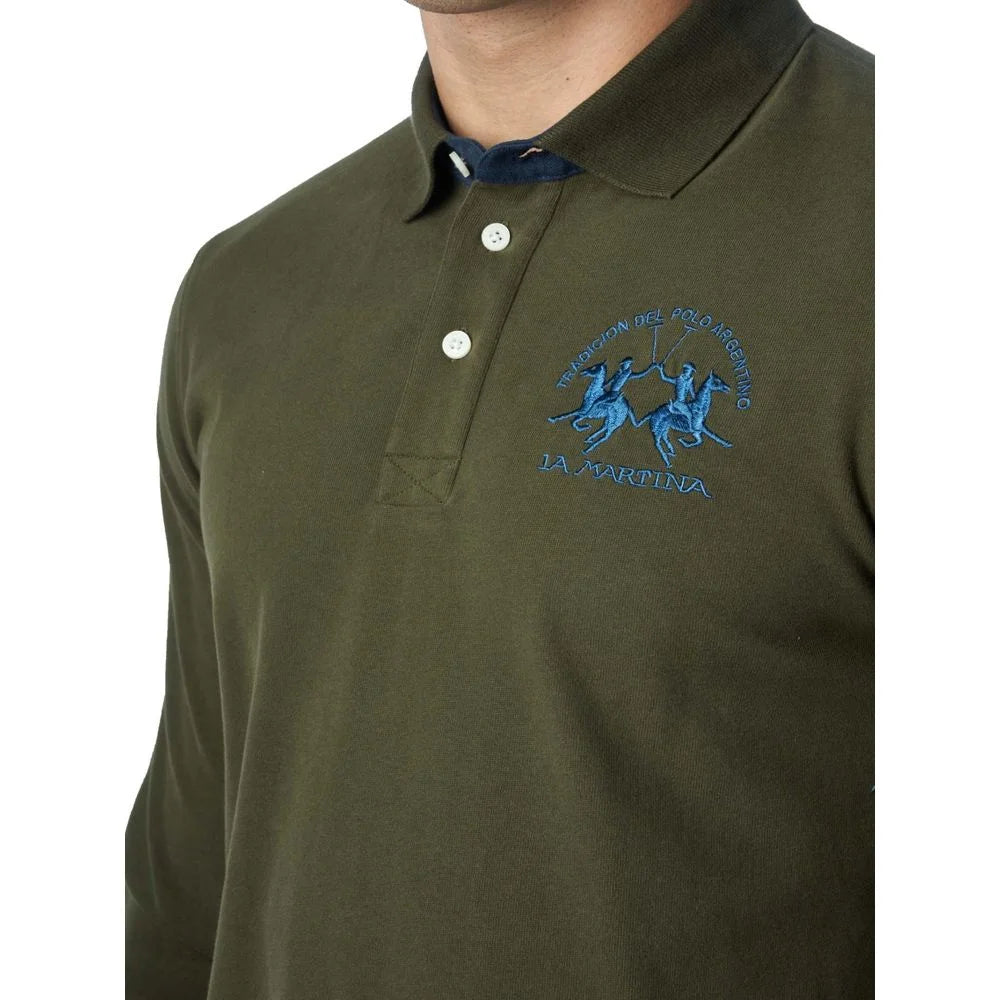 La Martina Green Cotton Polo Shirt - Polos