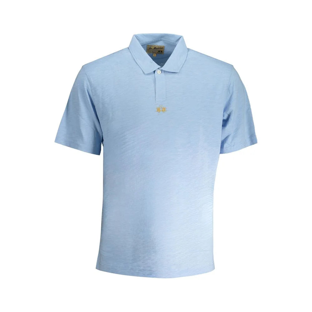 La Martina Light Blue Cotton Men Polo Shirt - Polos