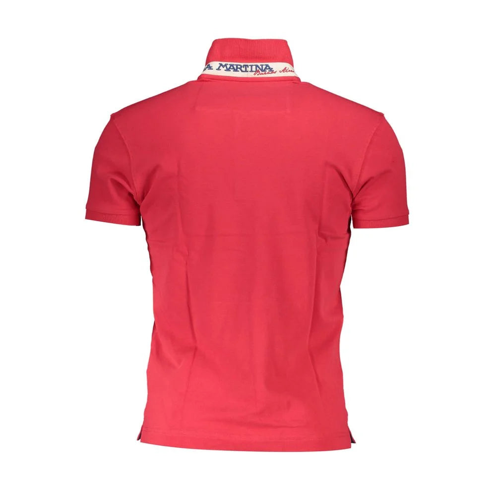 La Martina Red Cotton Men Polo Shirt - Polos
