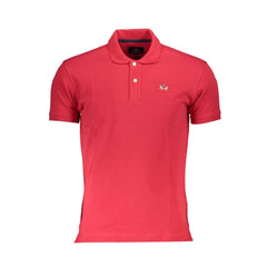 La Martina Red Cotton Men Polo Shirt - Polos