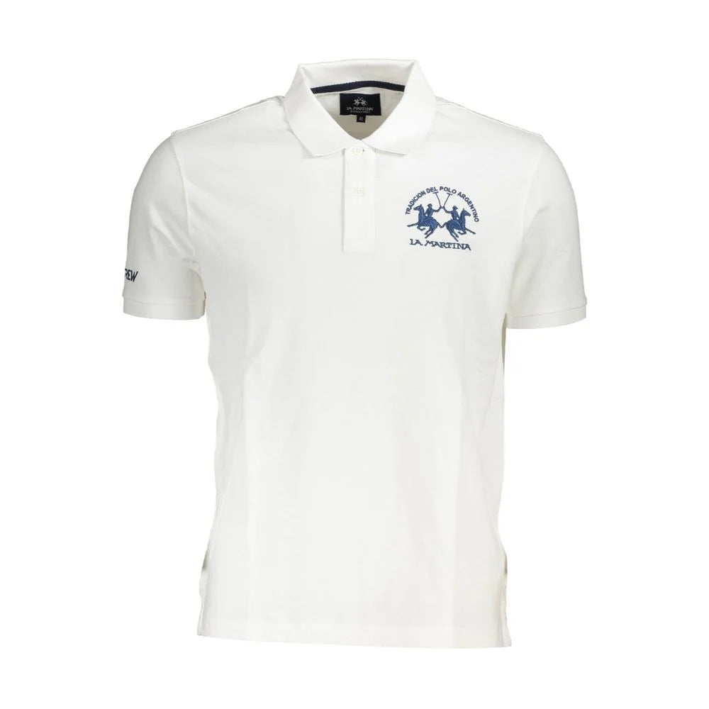 La Martina White Cotton Men Polo Shirt - Polos