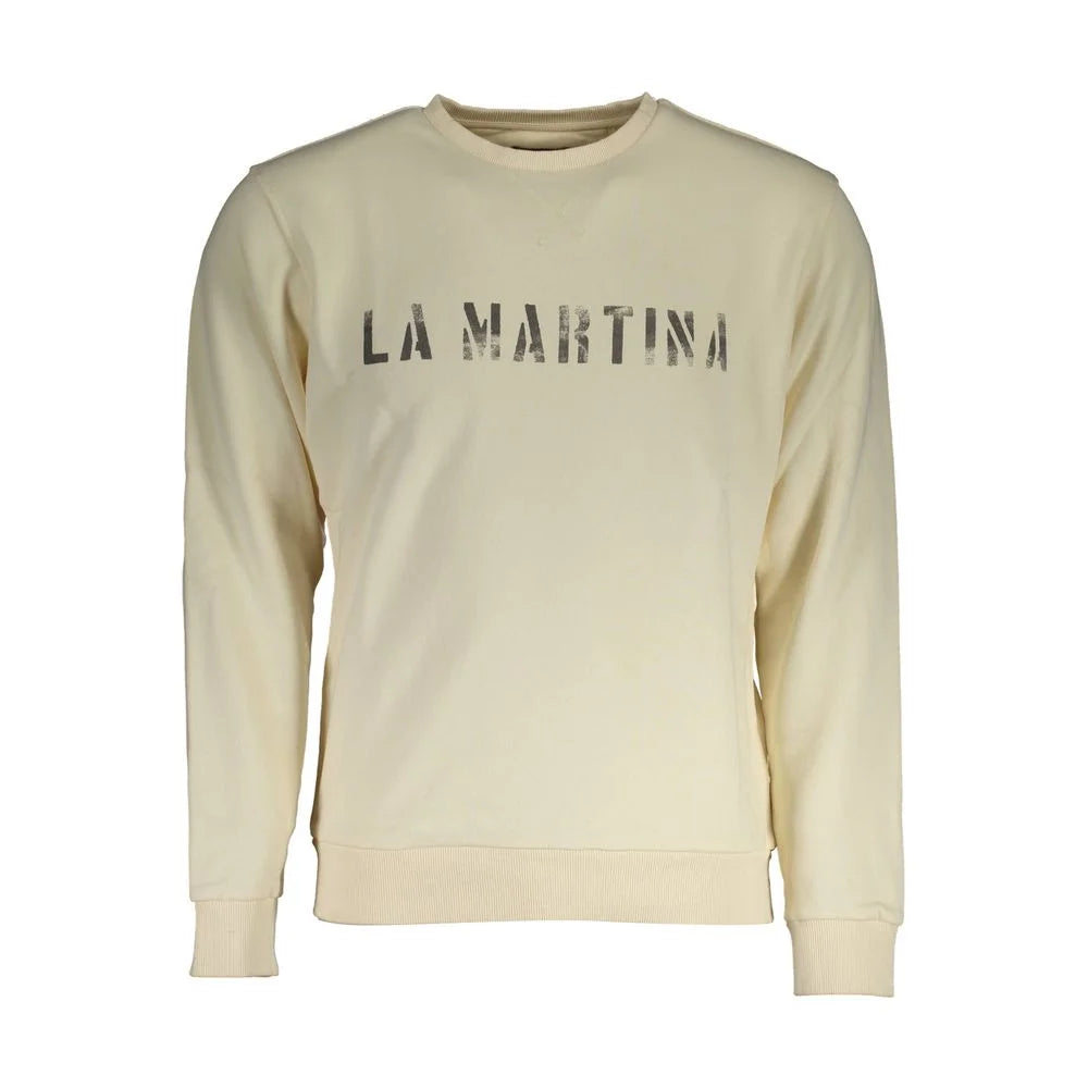 La Martina White Cotton Men Sweater - Sweatshirts