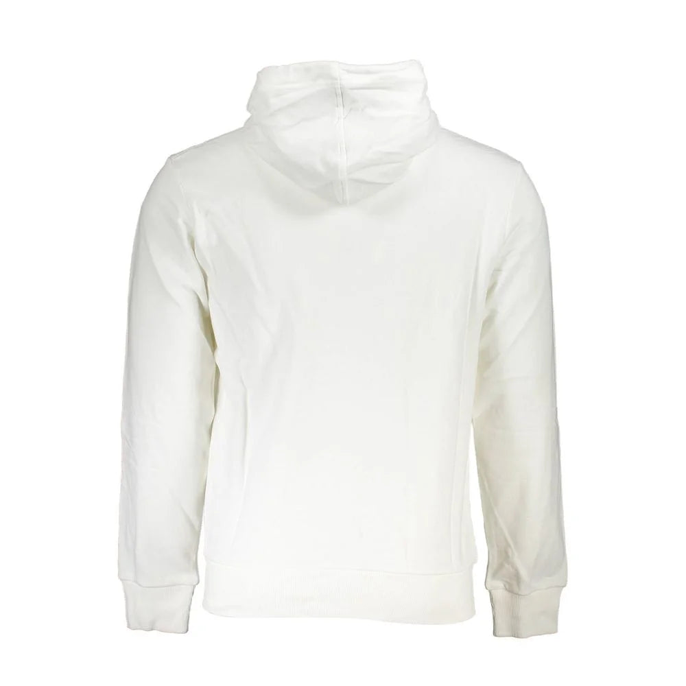 La Martina White Cotton Men Sweater with Hood and Zip Pockets - Hoodies