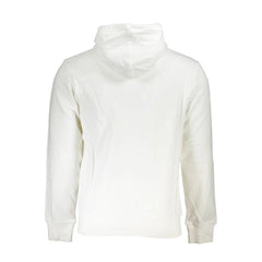 La Martina White Cotton Men Sweater with Hood and Zip Pockets - Hoodies