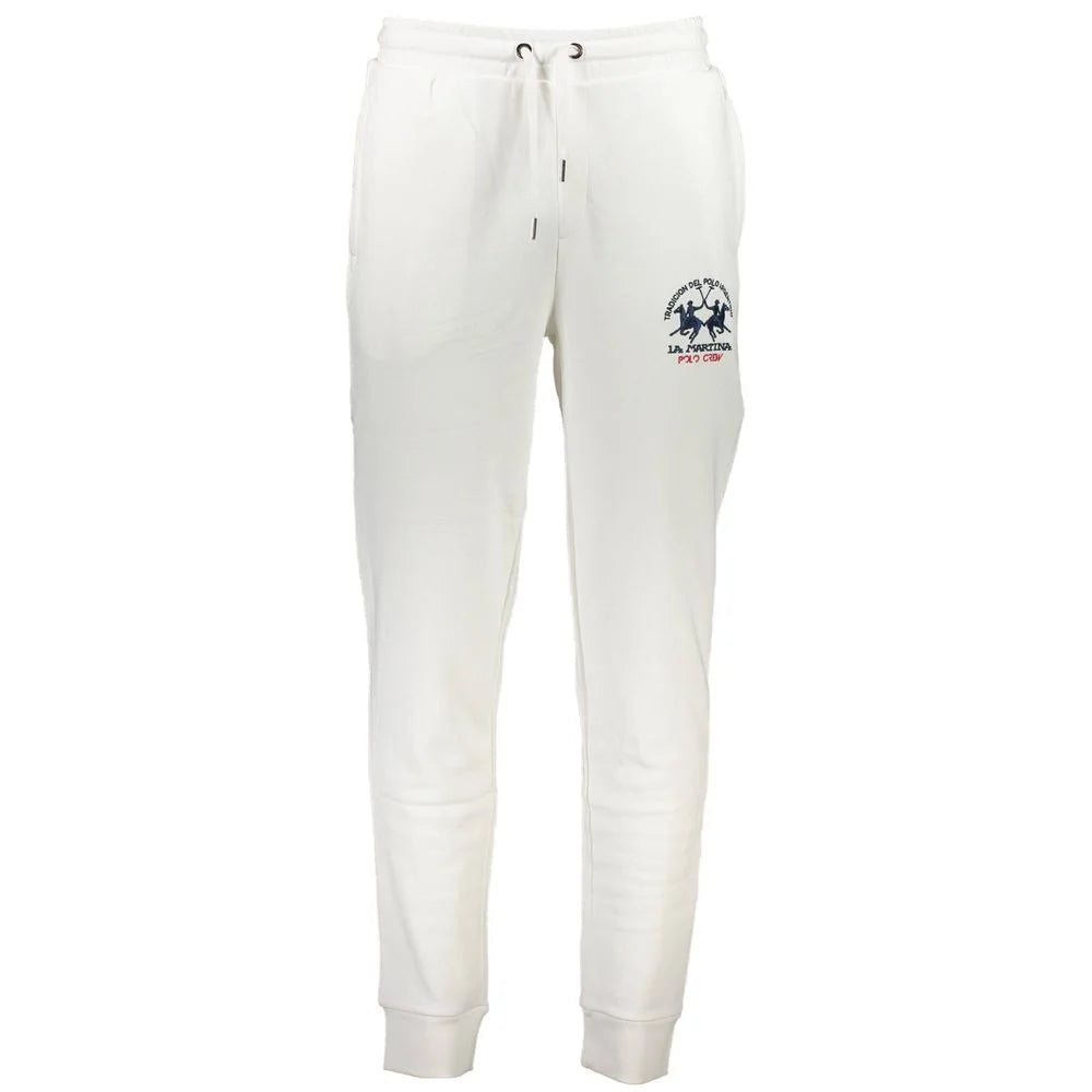 La Martina White Cotton Pant - M - Joggers